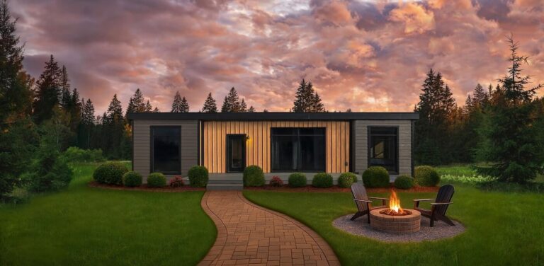 Kiononia cabin by some pine trees with a nice sunset by dwellity
