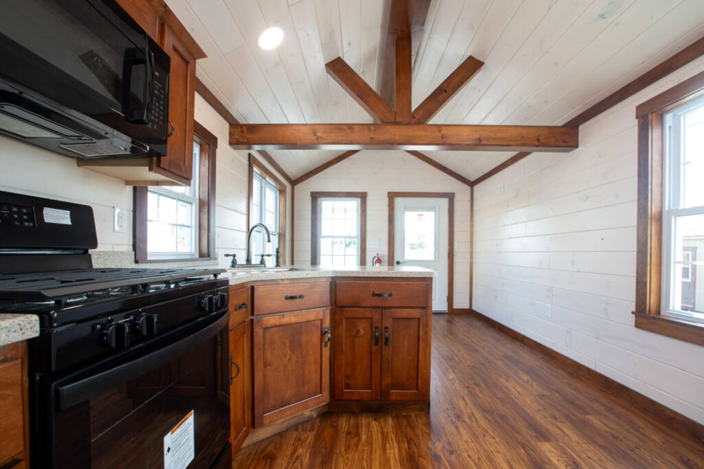 santa rosa cabin by dwellity interior view of a decorative beam