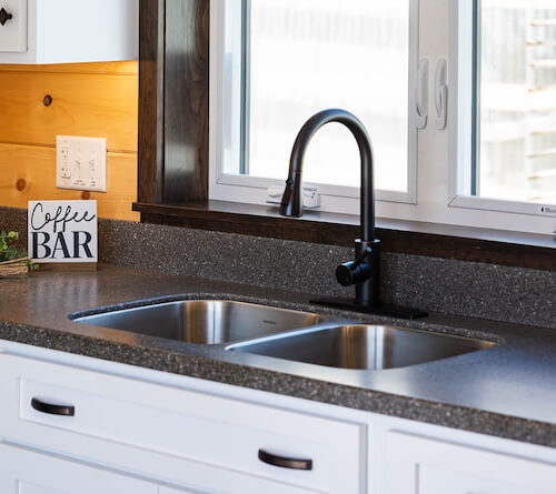 sink double sink in a Kiononia cabin by dwellity