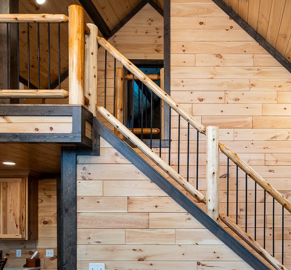 Log Post and Railing with Steel Rebar Balusters