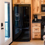 36" black French door refrigerator with ice maker on door