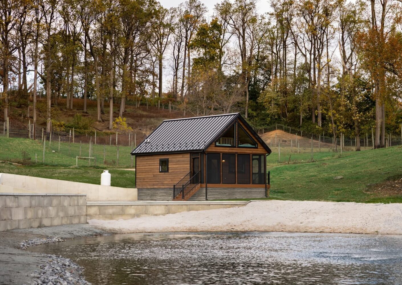 Apex Style 1 exterior front with pond