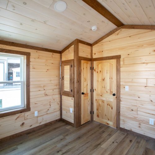 redwood lodge style 2 Bedroom with Breaker Panel Cabinet & Closet by dwellity
