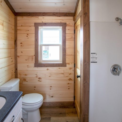 redwood lodge style 2 Sink toilet closet shower in a by dwellity
