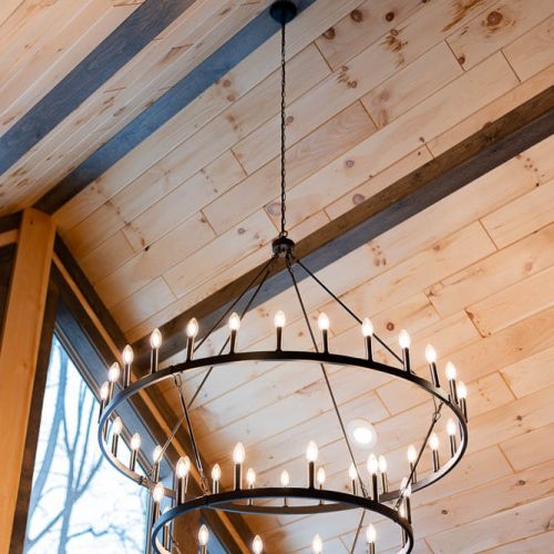 round chandelier with small lights