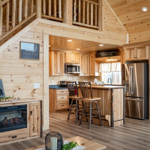 view toward the kitchen from the living room in a cedar ridge lodge 67884